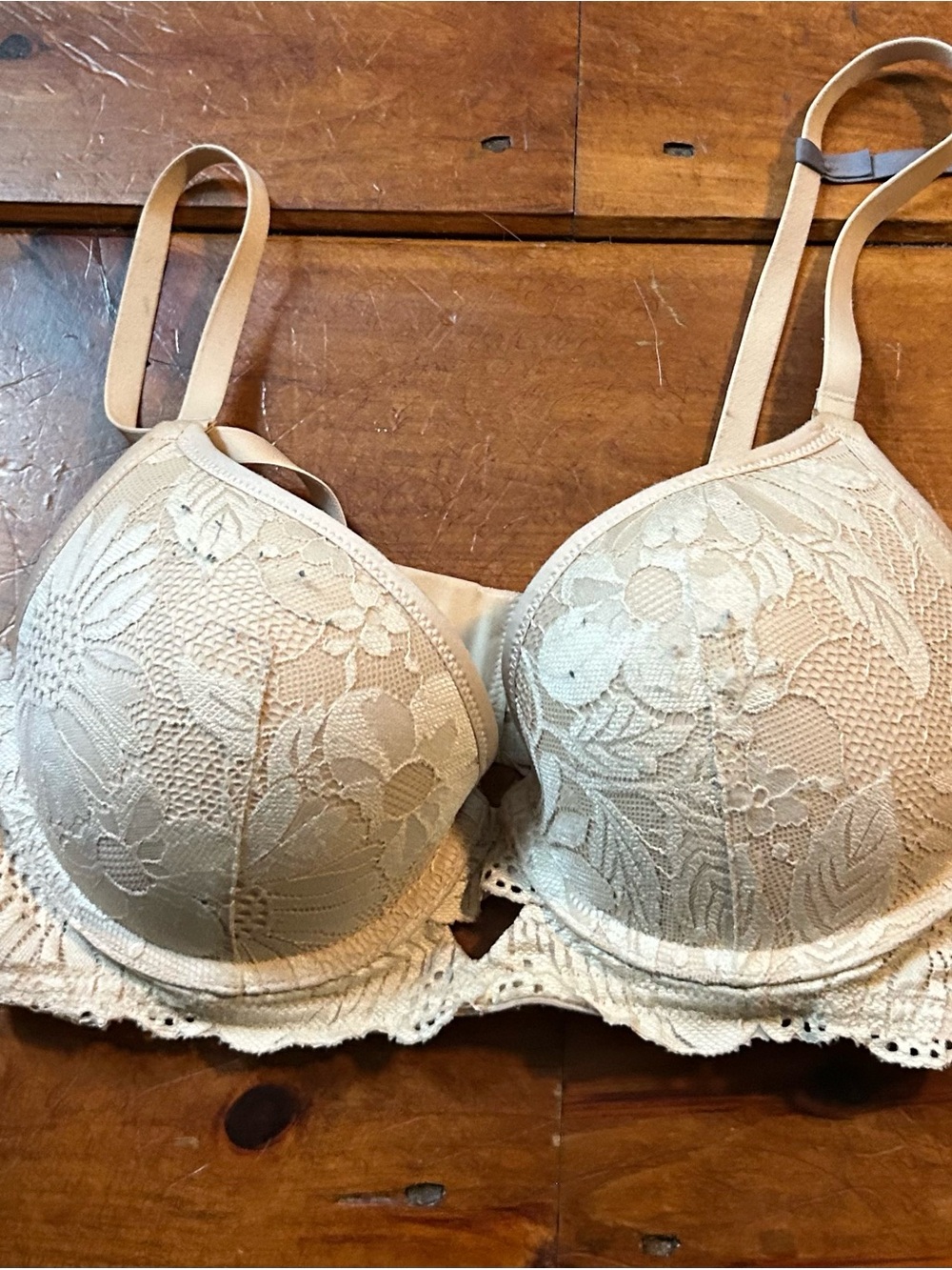 Aerie 36C padded floral lace nude bra